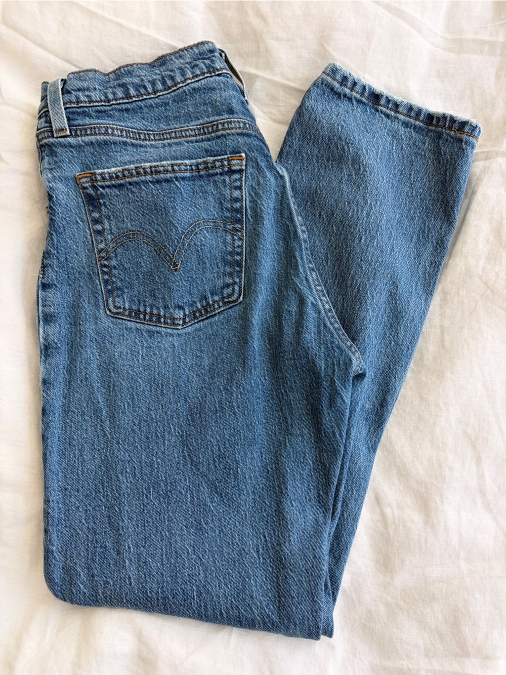 Levi's High-Rise Medium Blue Flare Wide-Leg Jeans